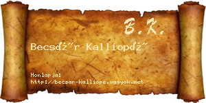 Becsár Kalliopé névjegykártya